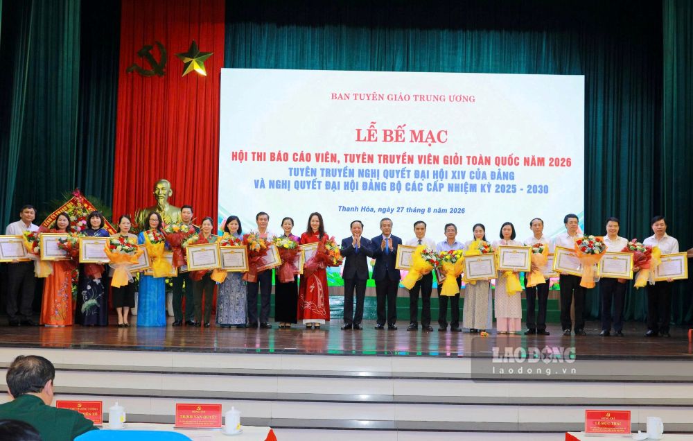 The Central Propaganda Department organizes the Closing Ceremony of the National Finals of the 2026 Excellent Reporter and Propagandist Contest. Photo: Minh Hoang