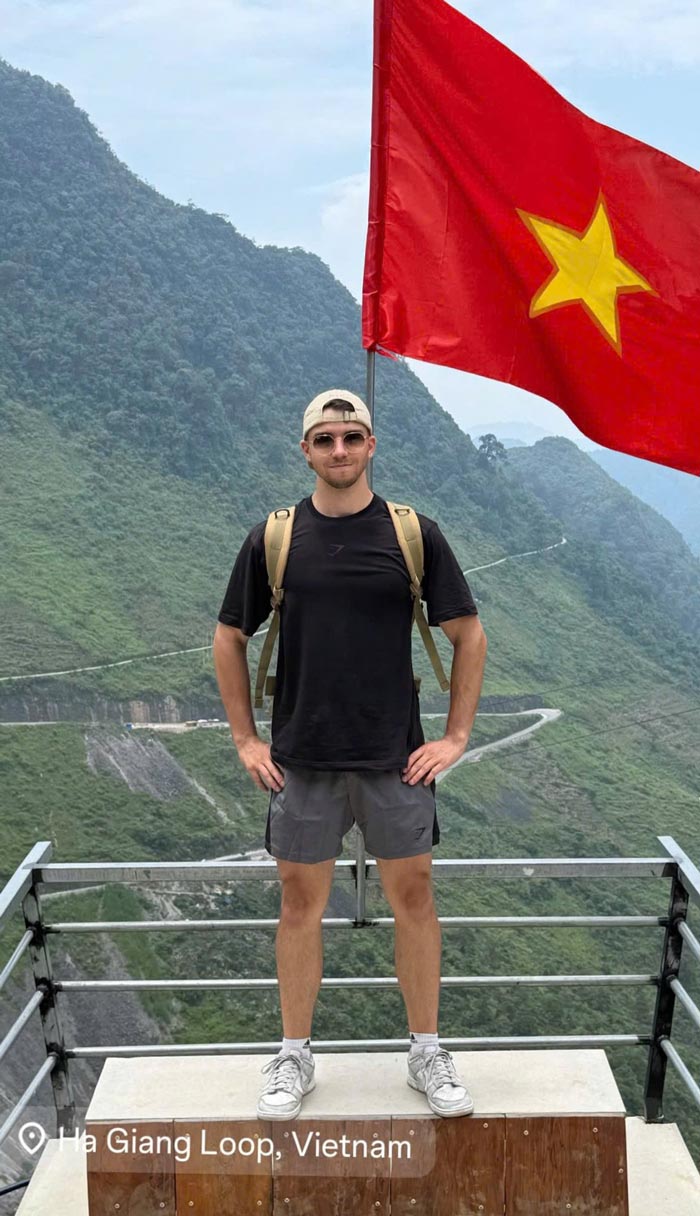 Jonathan takes a check-in photo during the trip. Photo: Character provided