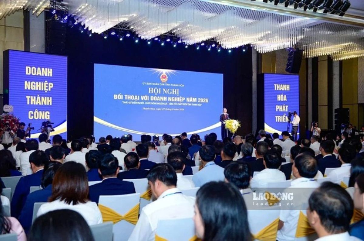 Thanh Hoa Provincial People's Committee organizes dialogue conference with businesses in 2026. Photo: Minh Hoang