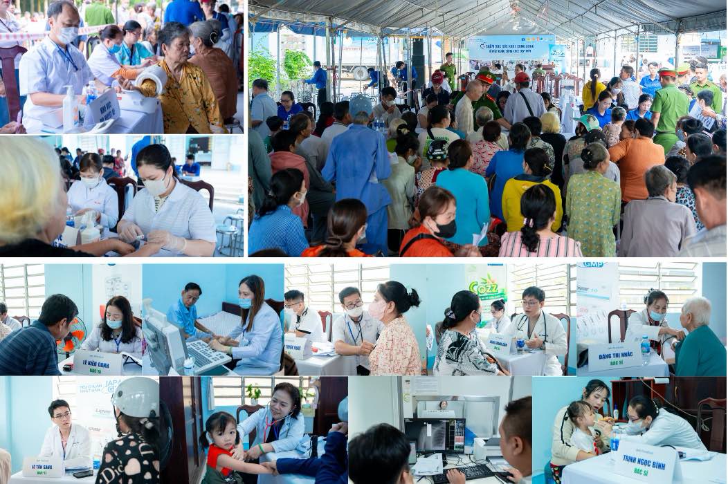 Más de 1000 personas se sometieron a exámenes de salud, desde exámenes internos, medición de la presión arterial, altura, peso, pruebas de glucosa en sangre, ecografías, electrocardiogramas, rayos X. Foto: DHG Pharma