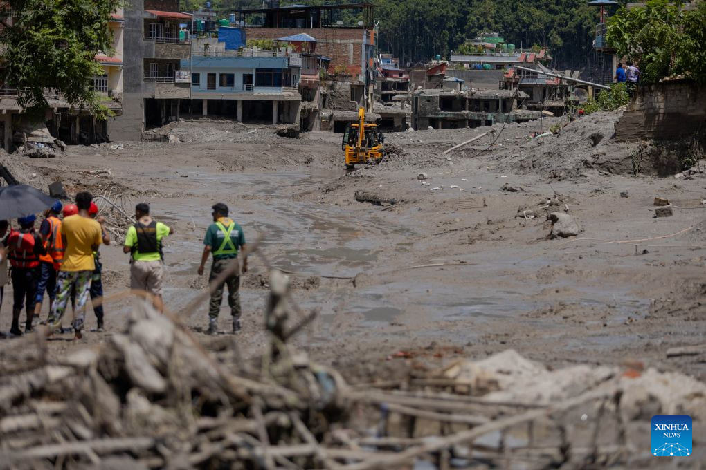 Rescue forces provide support in flooded areas in Nepal. Photo: Xinhua