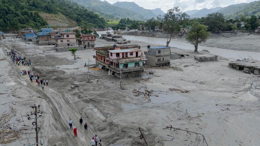 Photo taken on August 27 showing the Nuwakot area, Nepal, devastated after the flash flood. Photo: Xinhua