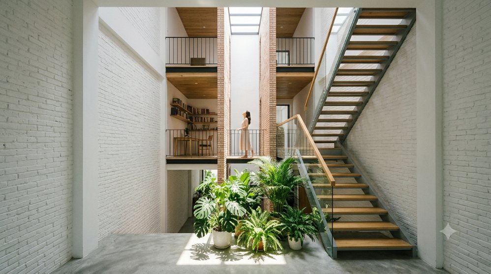 Tube houses lack light, 6 ways to bring natural light down to each floor. Photo: AI