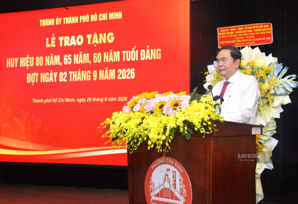 Chủ tịch Quốc hội Trần Thanh Mẫn phát biểu tại buổi Lễ. Ảnh: Minh Quân