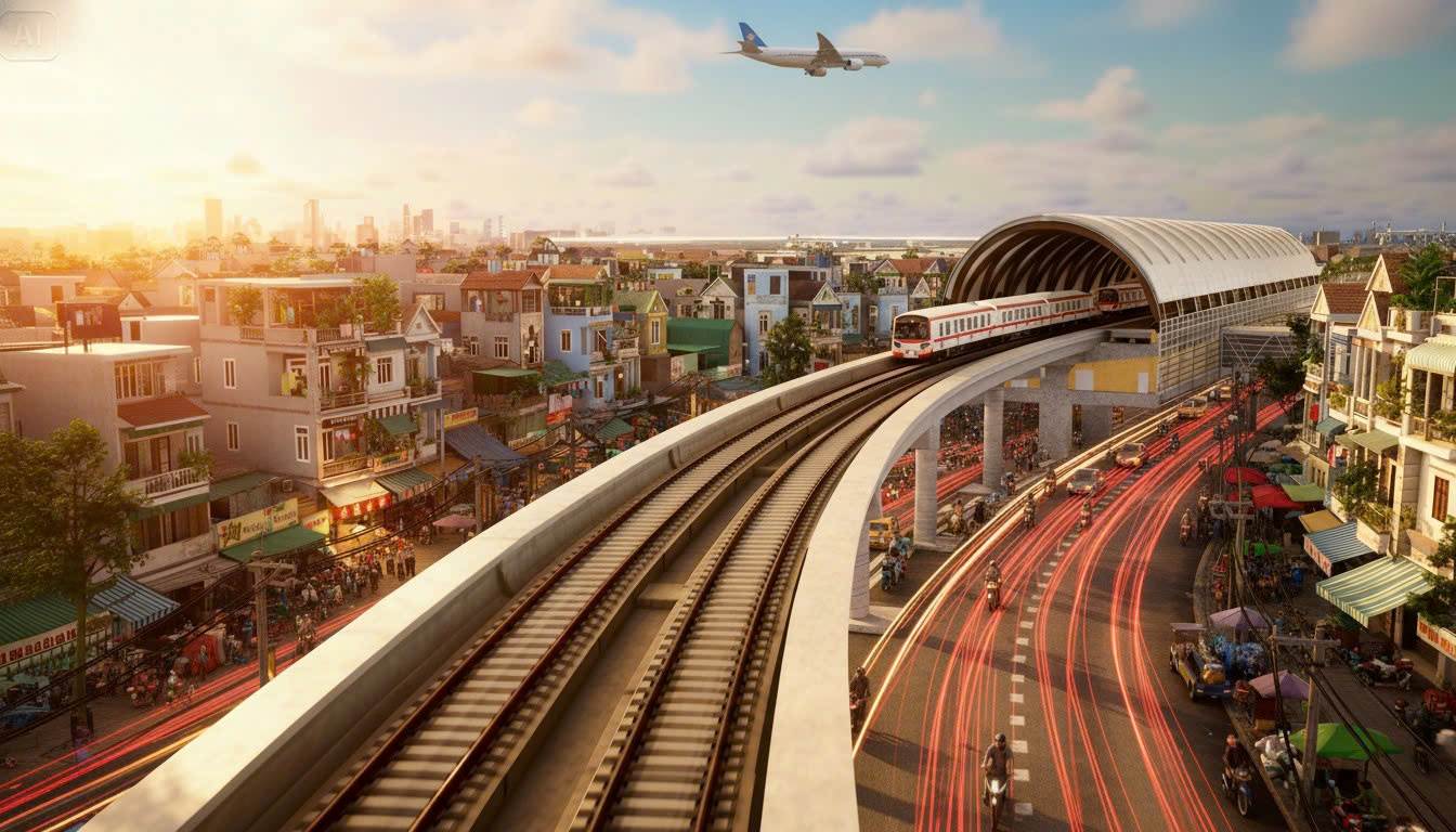 Phối cảnh Metro số 2 đi trên cao qua ga Tân Bình. Ảnh: MAUR