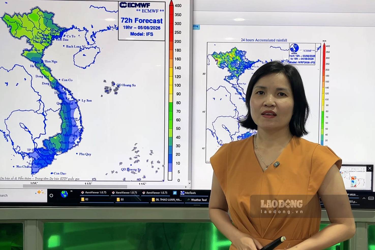 Bà Lê Thị Hồng Vân đã cảnh báo những khu vực trọng tâm mưa lớn từ chiều nay. Ảnh: Quỳnh Hương