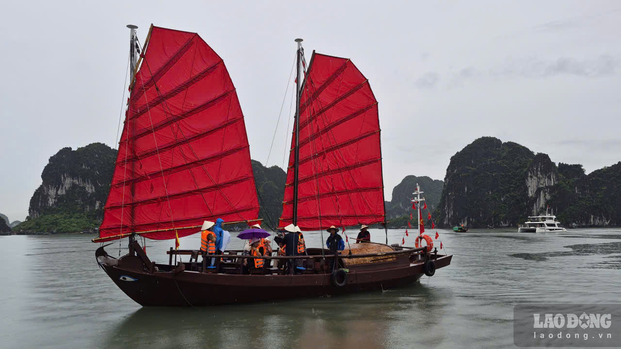 From August 28 to September 5, many tourism establishments and services in Quang Ninh reduced prices to stimulate tourism demand. Pictured is a product experiencing with a three-deck sailboat in Ha Long Bay. Photo: Nguyen Hung