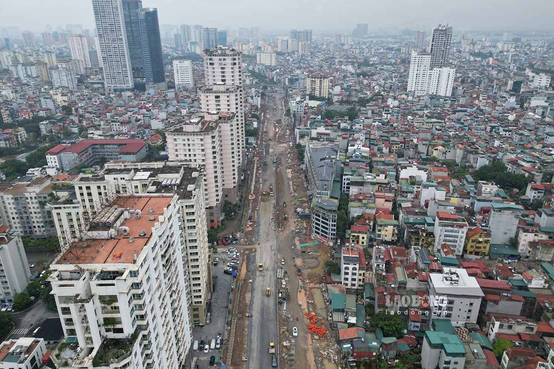 Vành đai 2,5 qua Cầu Giấy nhìn từ trên cao. Ảnh: Hữu Vũ
