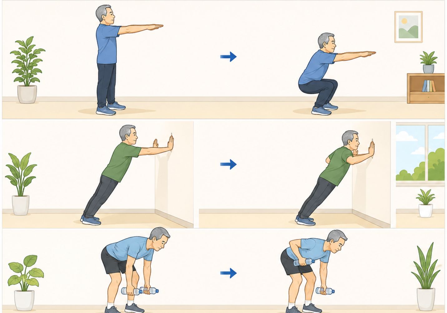 Exercises help maintain muscle mass and joint health after 60 years old. Photo: AI