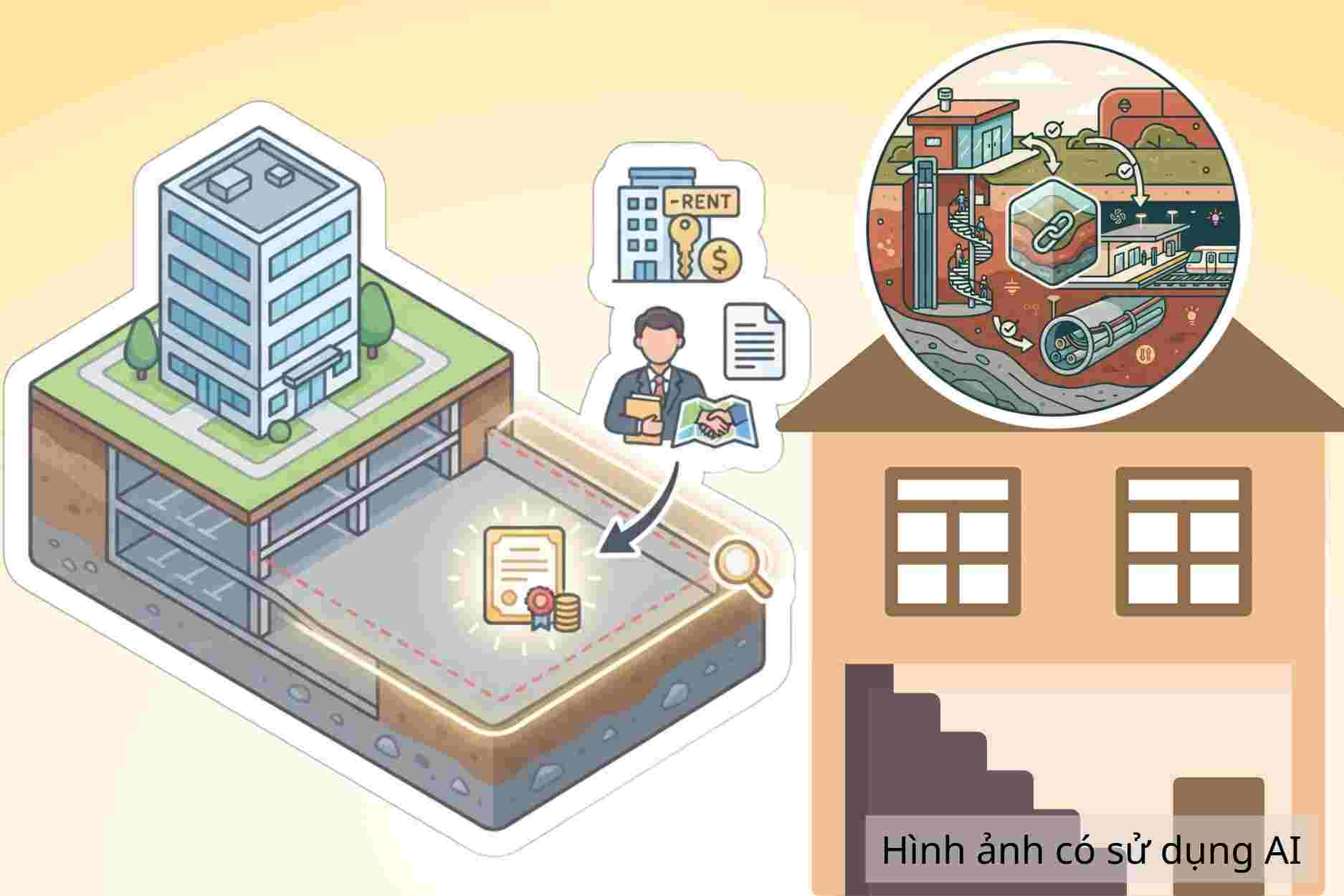 Is it necessary to rent land if the apartment basement is larger than the construction area?