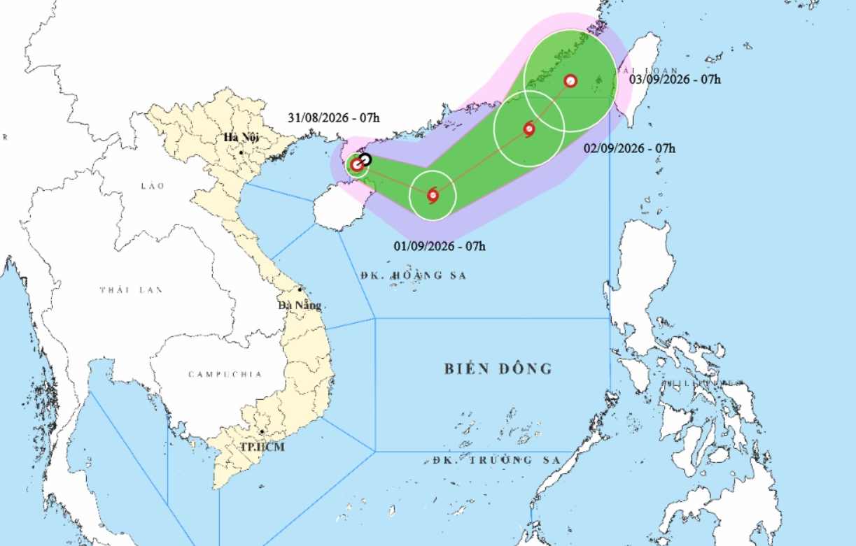 Update on the location of the tropical depression in the East Sea. Photo: National Center for Hydro-Meteorological Forecasting