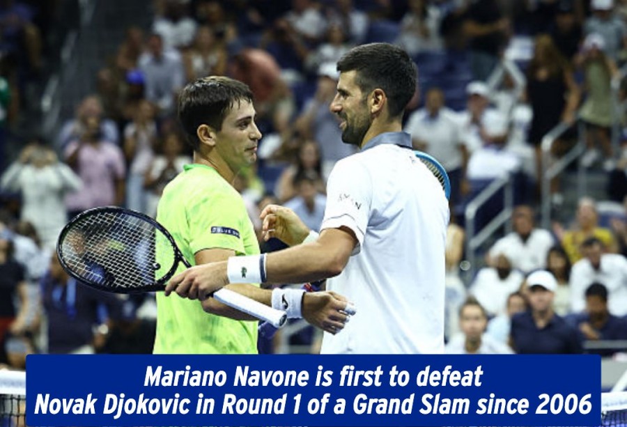 Mariano Navone becomes the first player to eliminate Novak Djokovic in the first round of Grand Slam tournaments. Photo: US Open