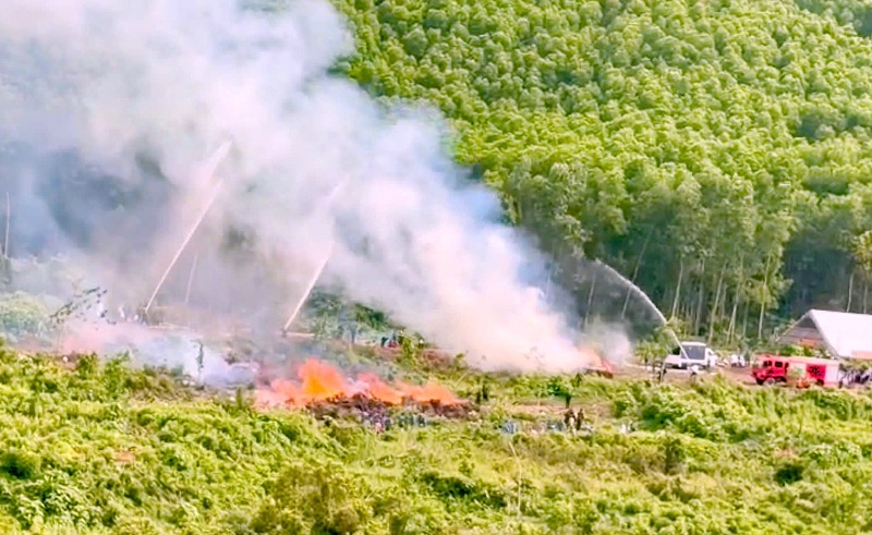 Hoa Tien commune, Da Nang city organizes a forest fire fighting drill in 2026. Photo: Da Nang Police