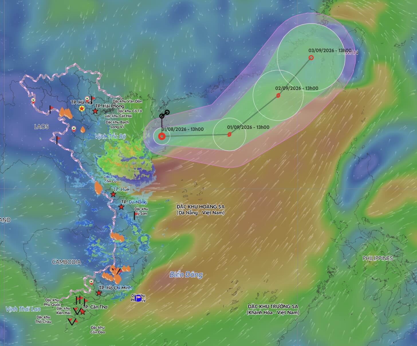Update on the location and path of the tropical depression, likely to strengthen into a storm soon. Photo: Vietnam Disaster Monitoring System