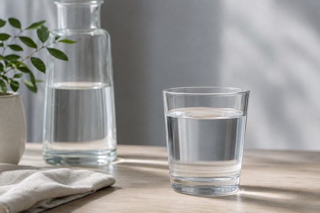 Drinking a glass of water after waking up every morning helps to help cleanse the intestines. Photo created by AI