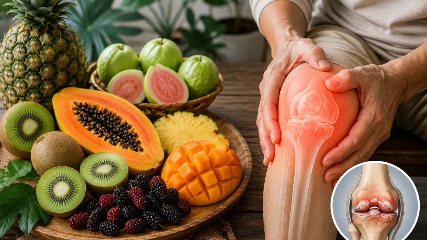 A diet rich in fruits combined with a healthy lifestyle can contribute to helping reduce joint pain. Photo supported by AI