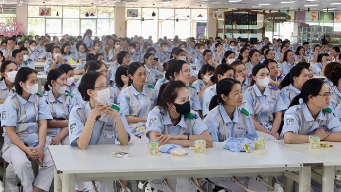 The City Labor Federation organizes a conference to propagate social insurance and health insurance at Meiko Hai Duong Vietnam Co., Ltd. (Phuc Dien Industrial Park). Photo: Hai Phong e-Portal
