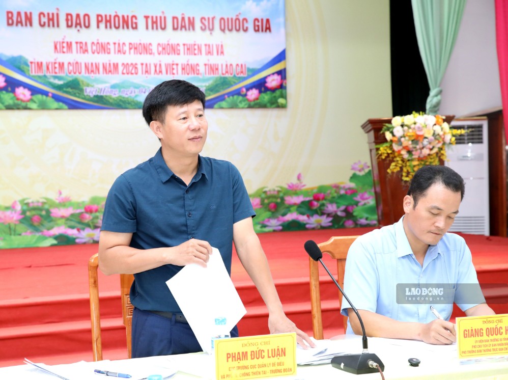 Ông Phạm Đức Luận - Cục trưởng Cục Quản lý đê điều và Phòng, chống thiên tai - Bộ Nông nghiệp và Môi trường phát biểu. Ảnh: Tiến Lập