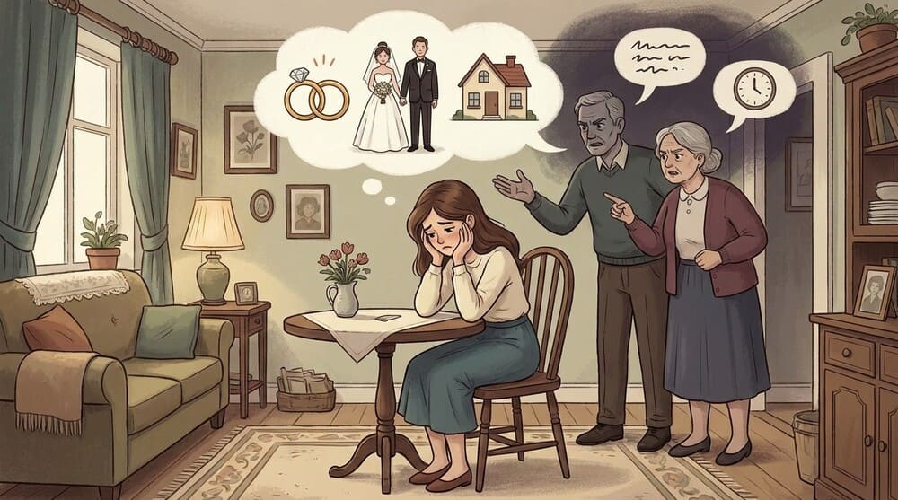 Pressure from family makes many young girls worried and stressed when they reach marriageable age. Photo: AI