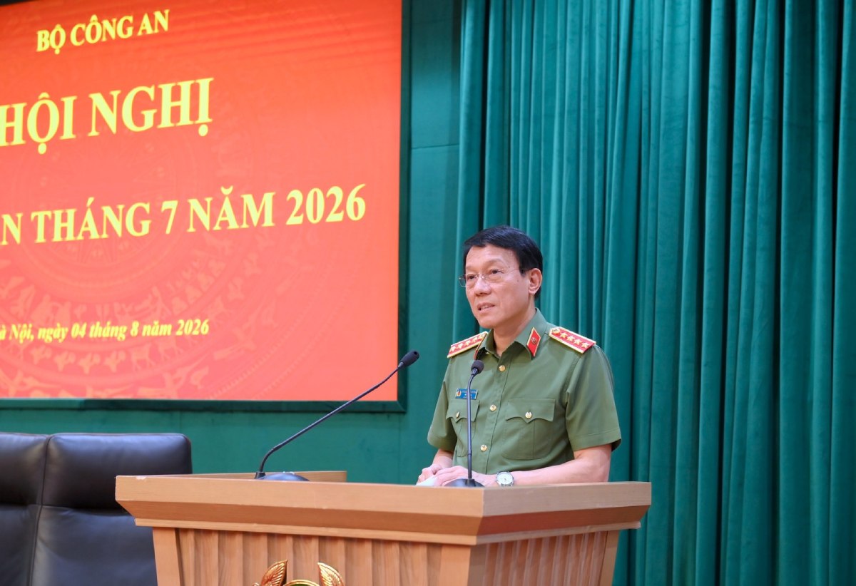 General Luong Tam Quang, Member of the Politburo, Secretary of the Party Committee of the Central Public Security, Minister of Public Security, spoke at the conference. Photo: Ministry of Public Security