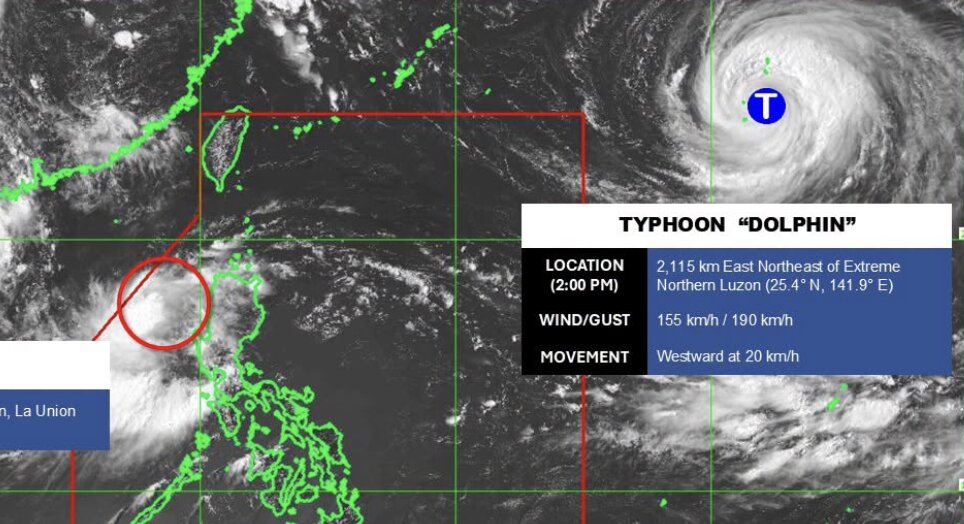 PAGASA satellite images show that typhoon Dolphin is operating outside the Philippine forecast area (PAR). Photo: PAGASA