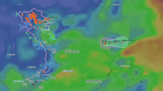 Latest forecast of the path of storm No. 3 and affected areas