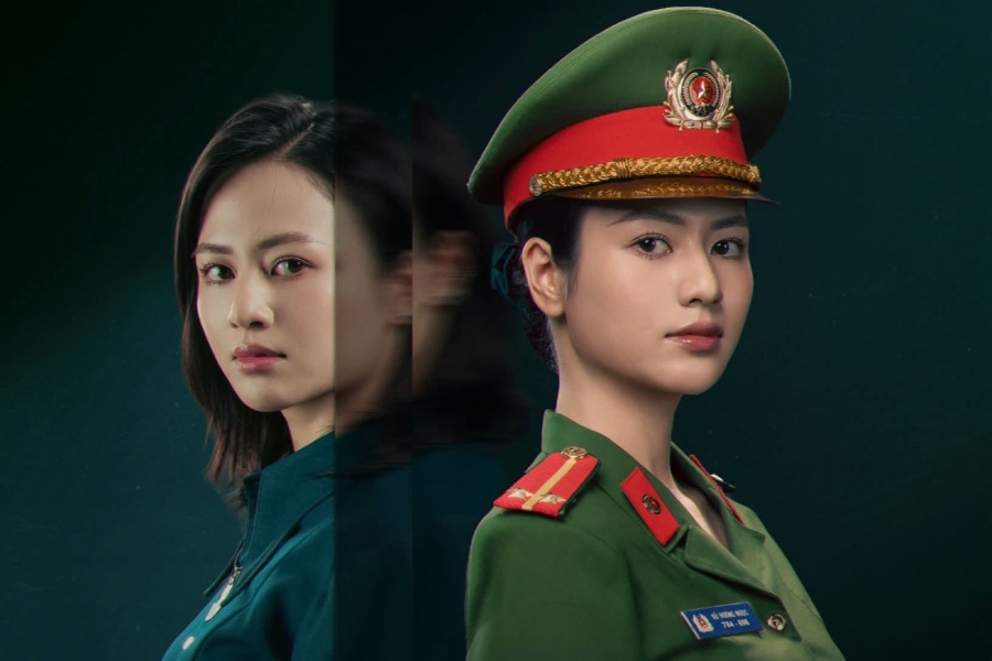 Đây là lần đầu tiên Việt Hoa hóa thân thành chiến sĩ công an. Ảnh: VFC.