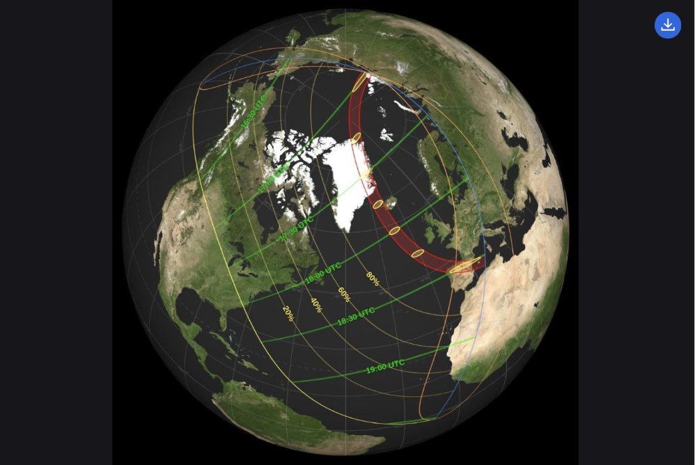 Observed areas with full solar eclipses on August 12. Photo: NASA