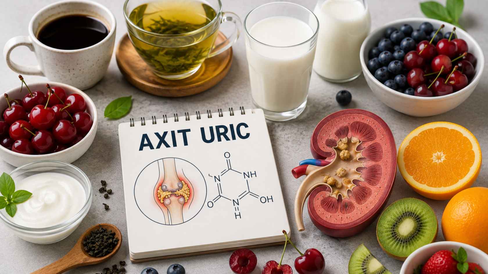 Some foods can help control uric acid when combined with a reasonable diet. Image supported by AI