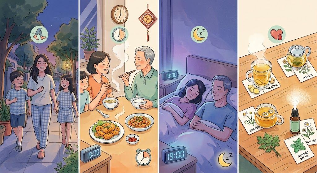 Building healthy habits in the evening helps reduce bloating and support better digestion. Photo created by AI