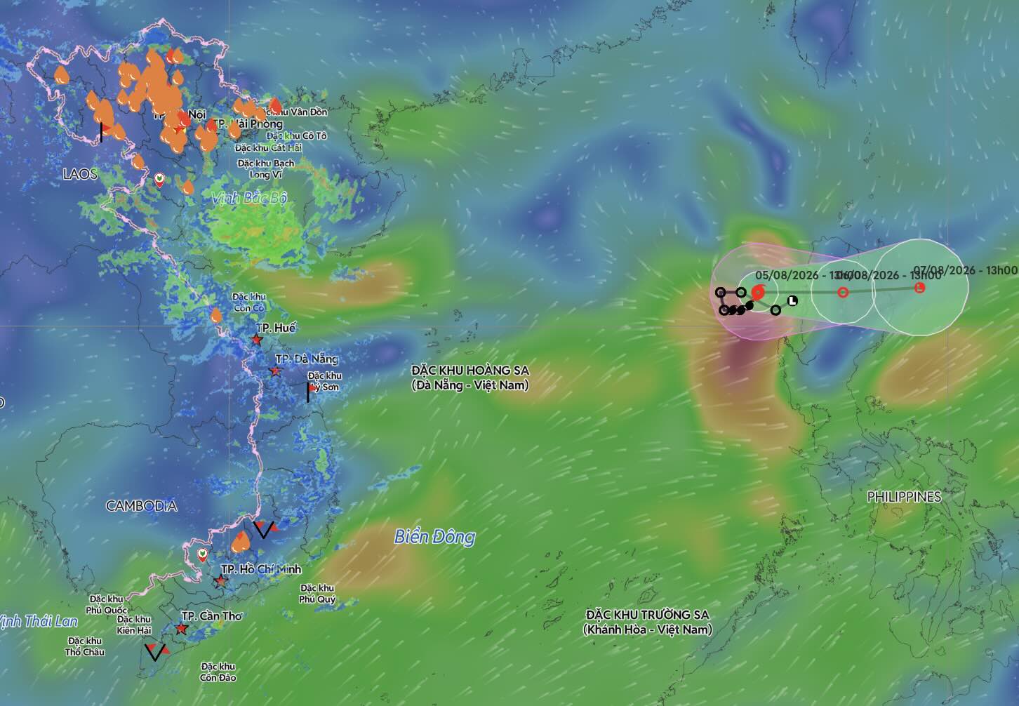 Update on the location and path of storm No. 3 at 13:00 on August 5. 8. Source: Vietnam Disaster Monitoring System