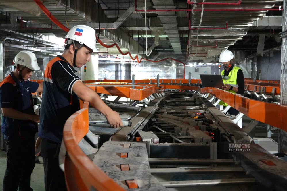 Vận hành thử hệ thống xử lý hành lý tại nhà ga hành khách sân bay Long Thành. Ảnh: HAC