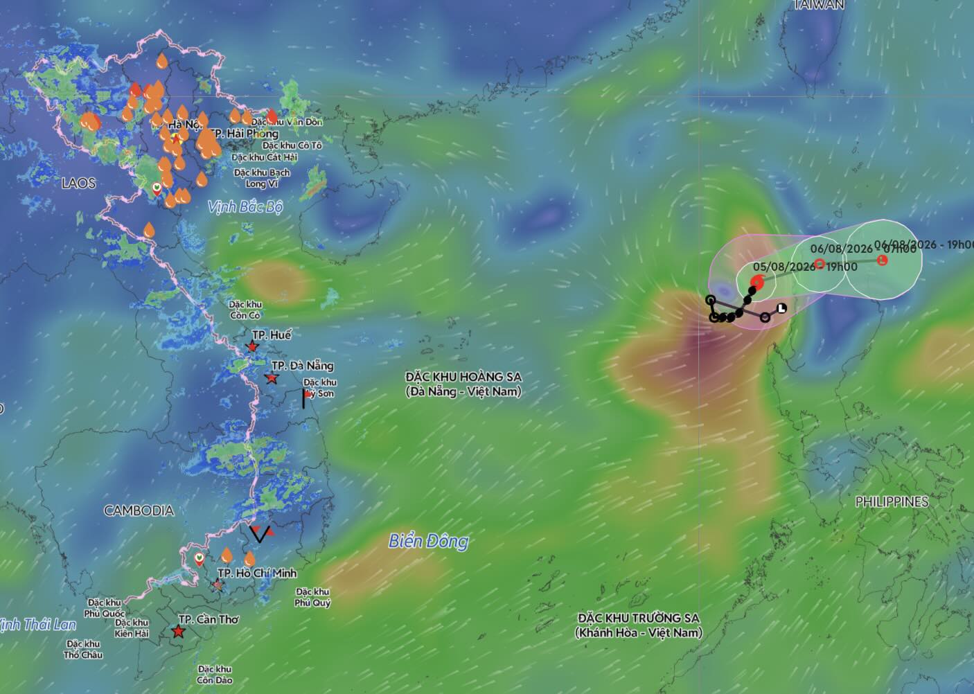 Position et trajectoire de la tempête n° 3 à 19 heures le 5 août. 8. Source: Système vietnamien de surveillance des catastrophes naturelles