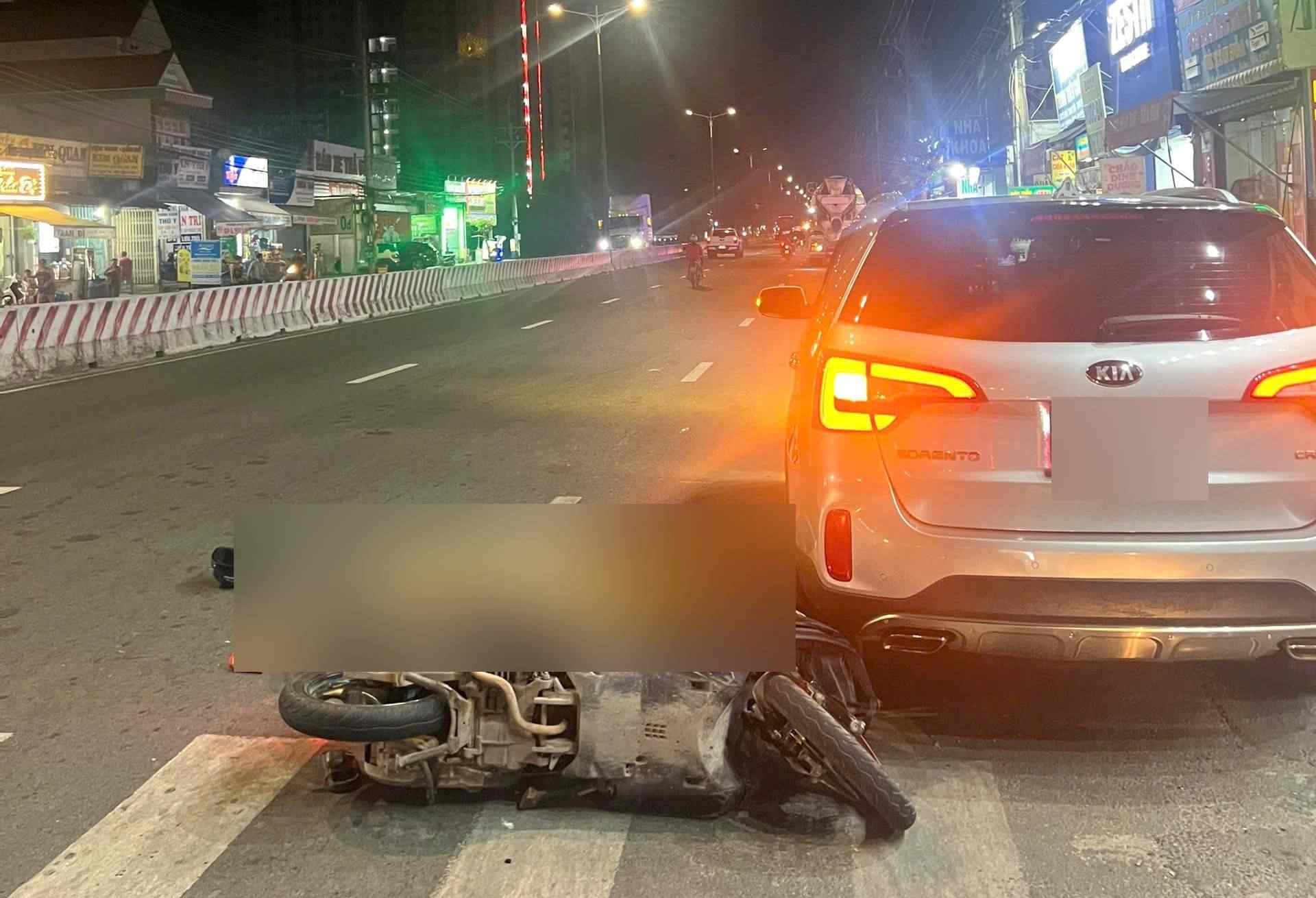 Scene of the motorbike accident that killed a man on the scene on National Highway 13. Photo: Reader provided