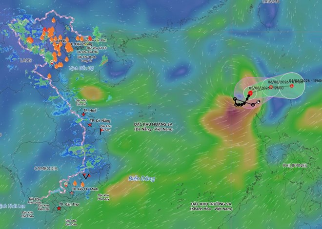 Position et trajectoire de la tempête n° 3 à 19 heures le 5 août. 8. Source: Système vietnamien de surveillance des catastrophes naturelles