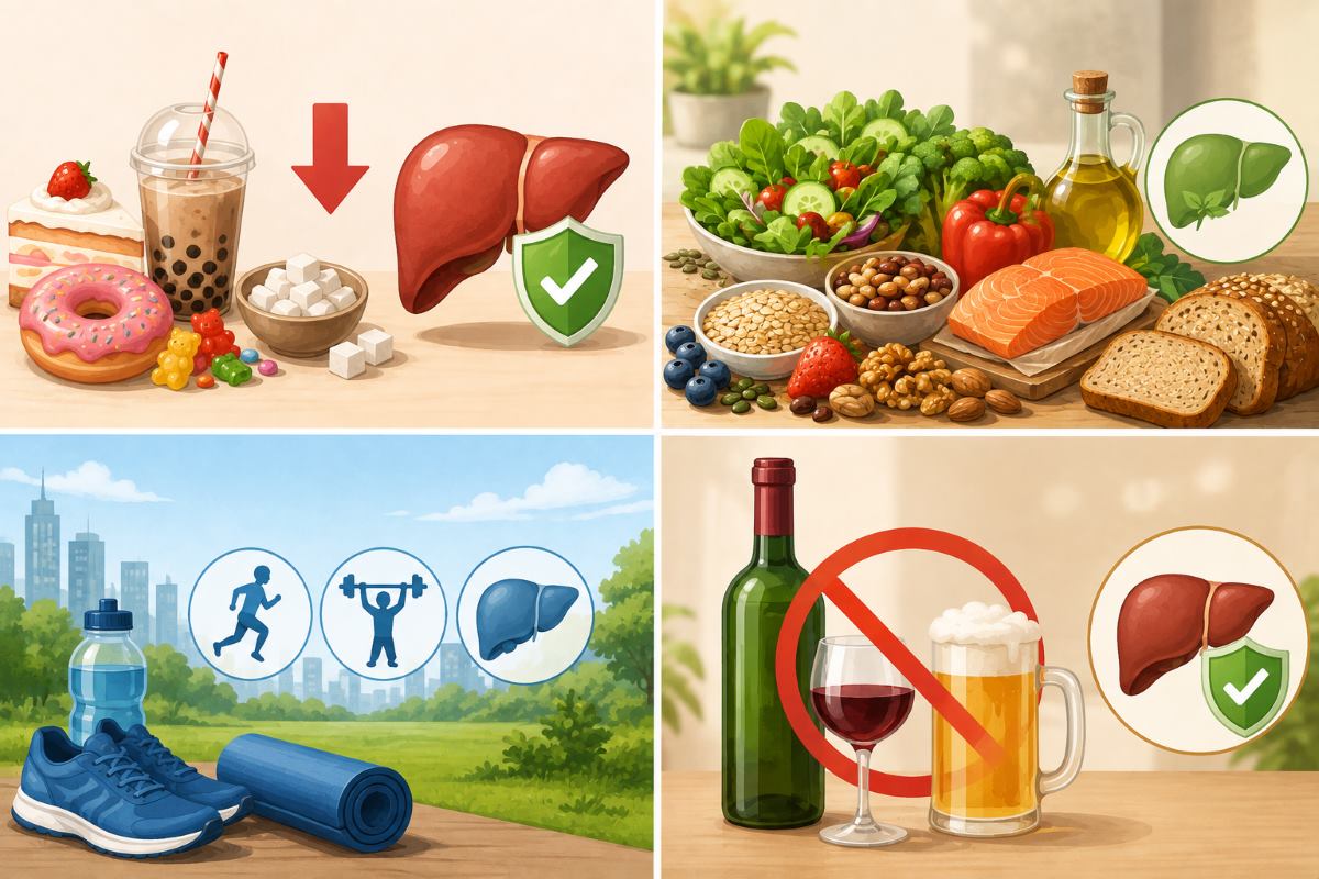 Maintaining healthy habits supports preventing fatty liver and protecting liver function for a long time. Image created by AI