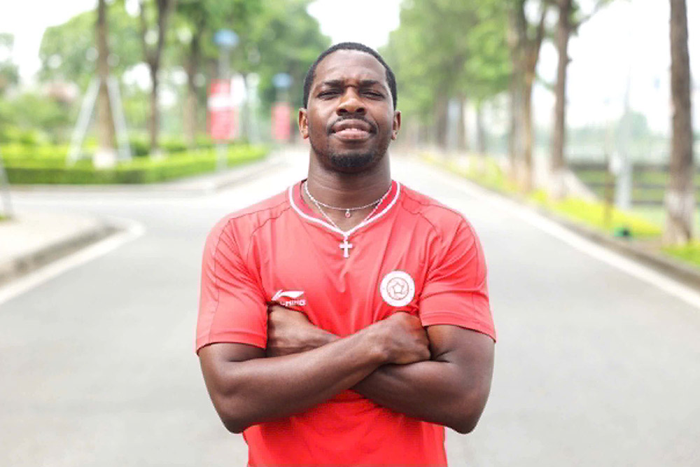 Striker Rimario Gordon in the shirt of The Cong Viettel club. Photo: Viettel Sports Club