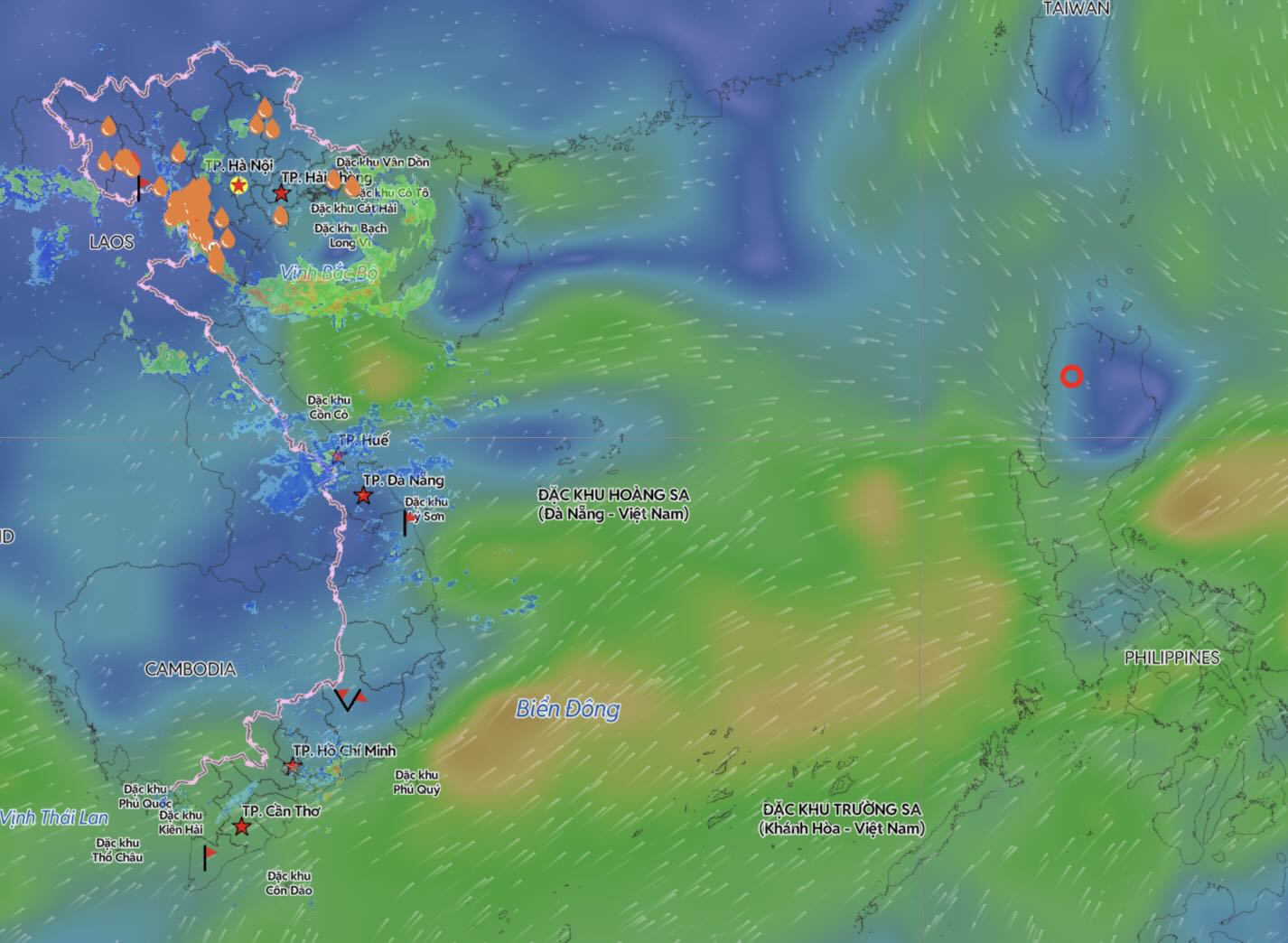 Southwest monsoon causes unfavorable weather in some sea areas. Image source: Vietnam Disaster Monitoring System