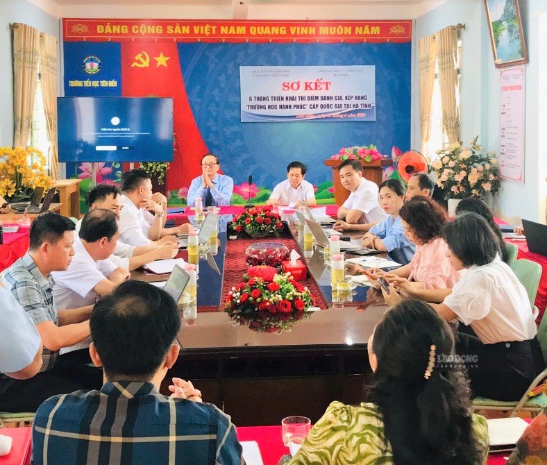 Overview of the 6-month preliminary review conference of the pilot project to evaluate and rank "Happy School" held in Ha Tinh in April 2026. Photo: Tran Tuan