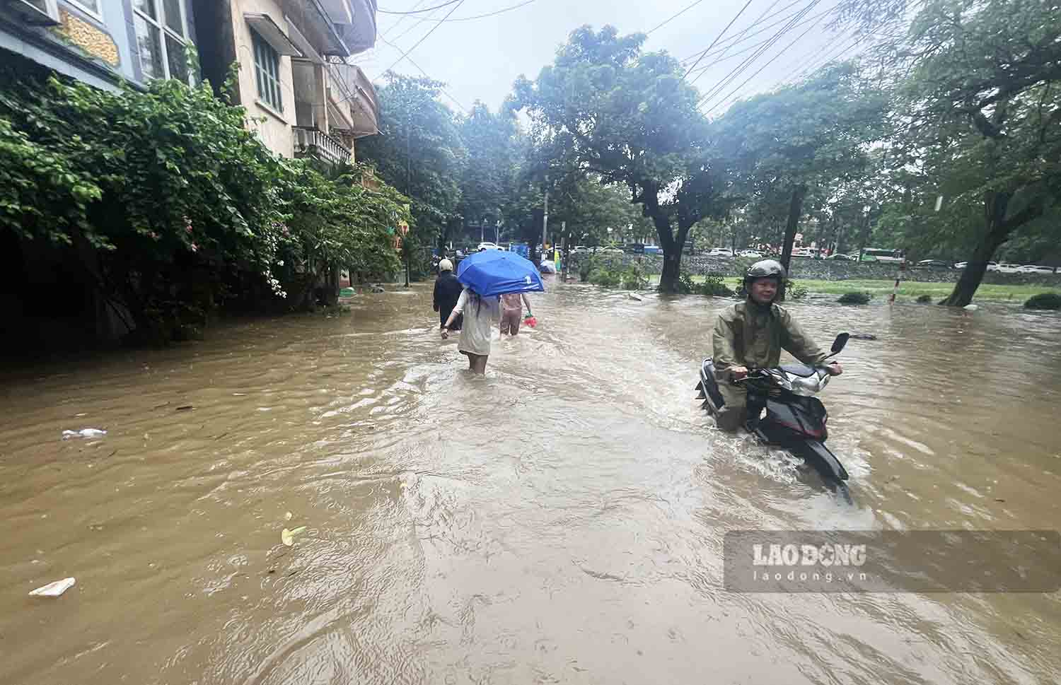 Ngập lụt cục bộ do mưa lớn kéo dài tại Tuyên Quang gây nhiều thiệt hại về kinh tế. Ảnh: Nguyễn Tùng.