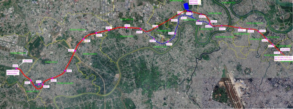 Hướng tuyến Metro Thủ Dầu Một - TPHCM. Ảnh: MAUR