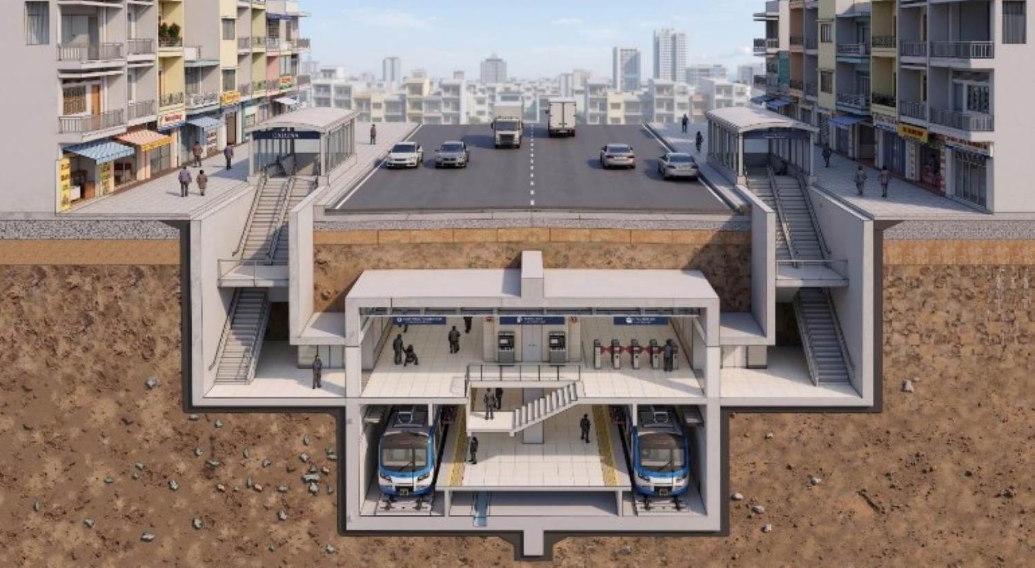 Phối cảnh ga ngầm Metro Thủ Dầu Một - TPHCM. Ảnh: MAUR