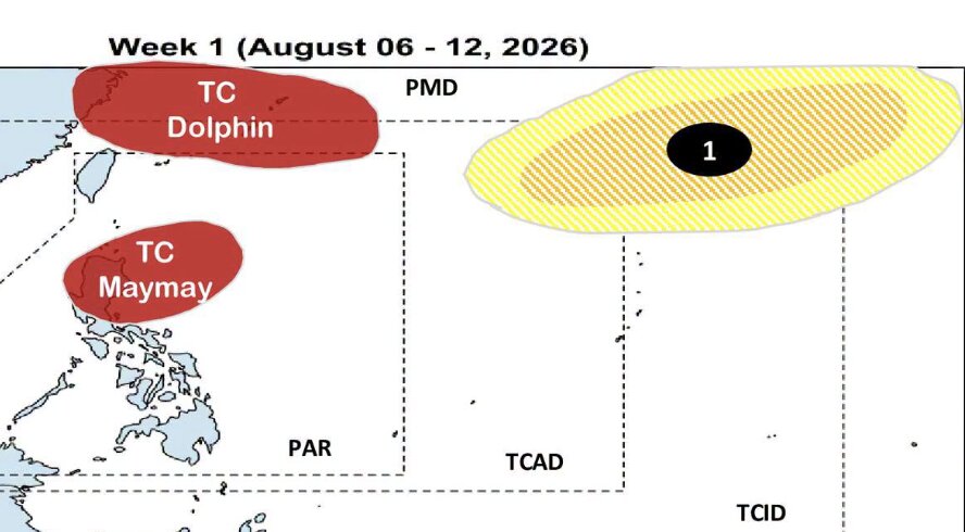 PAGASA's forecast shows that in the period from August 6-12, in addition to storm Dolphin and tropical depression Kujira (Maymay), an area near the Mariana Islands also appears with the possibility of forming a tropical cyclone. Photo: PAGASA