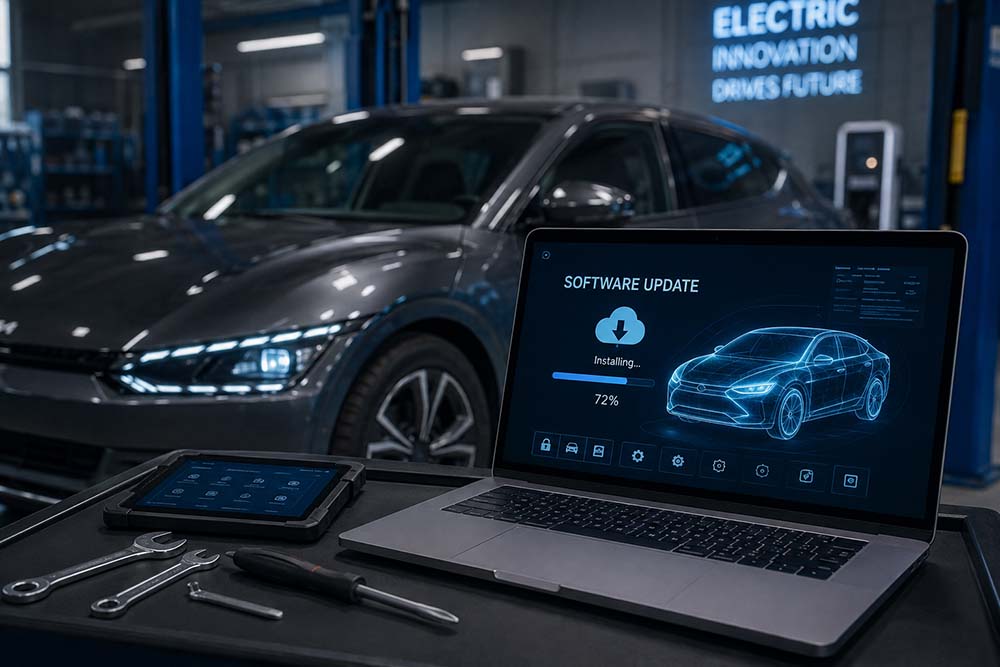 Software is becoming an important factor in the operation and maintenance of new generation car models. Graphics: Thanh Vu / Created by AI