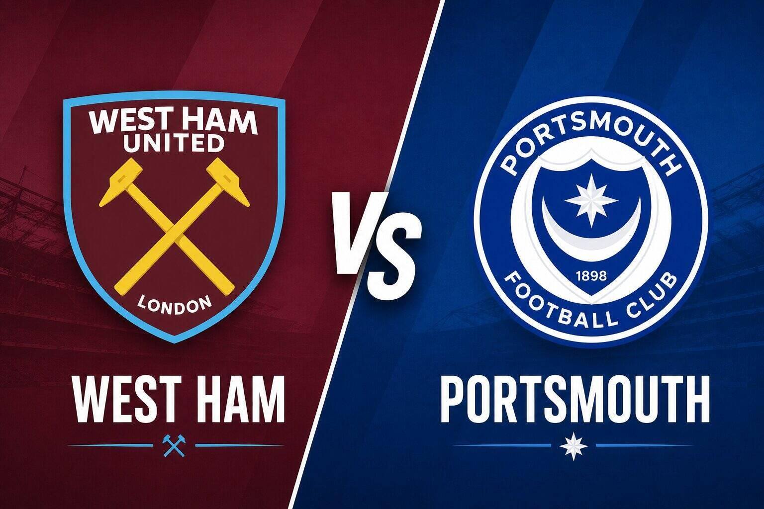 Football prediction West Ham vs Portsmouth at Carabao Cup. Graphics: Van An