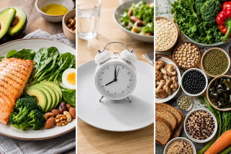 Chế độ ăn giàu chất xơ, ít tinh bột có thể hỗ trợ kiểm soát đường huyết và cân nặng. Ảnh có sự hỗ trợ của AI