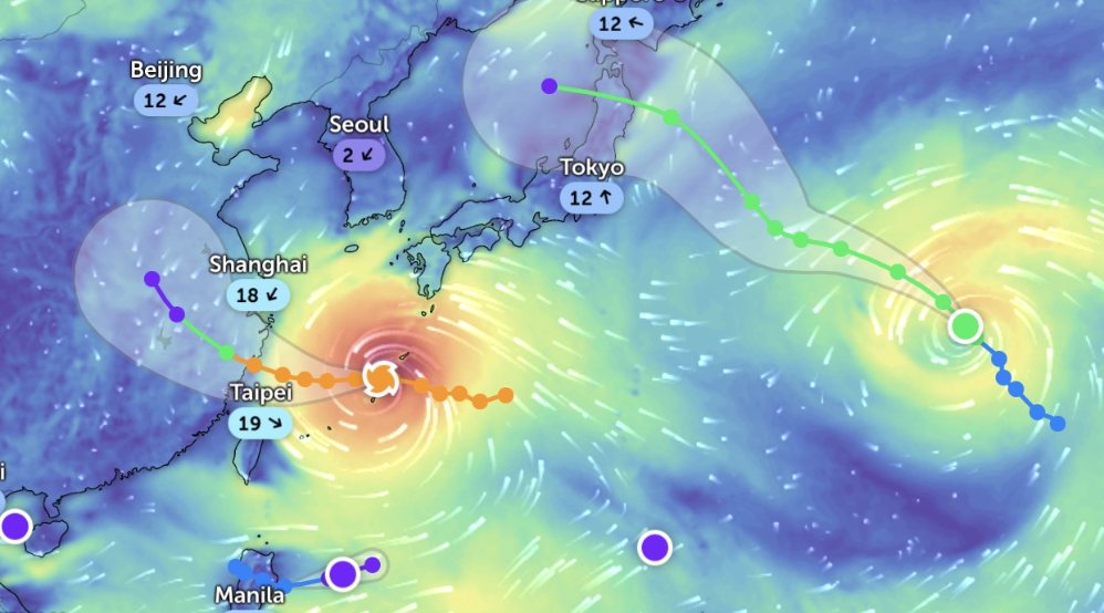 5 low pressure and storms are active in the western Pacific basin, including 1 low pressure in the Gulf of Tonkin. Photo: Zoom Earth