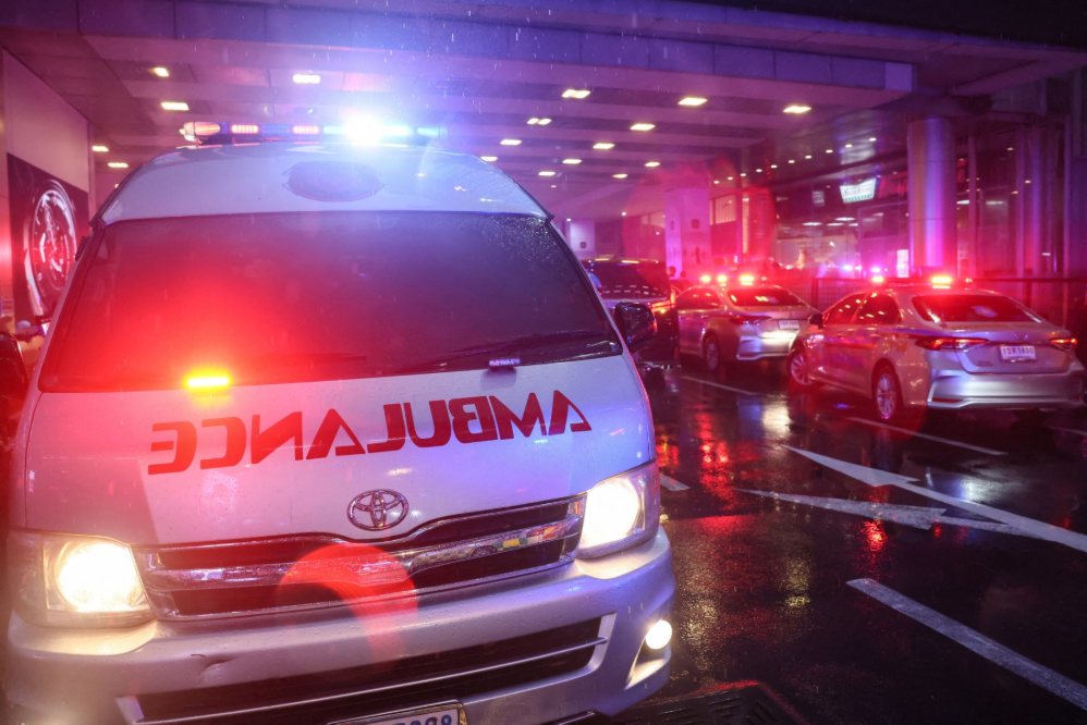 Ambulance outside Siam Paragon shopping mall in Bangkok, Thailand in October 2023 after a shooting at the mall. Photo: AFP