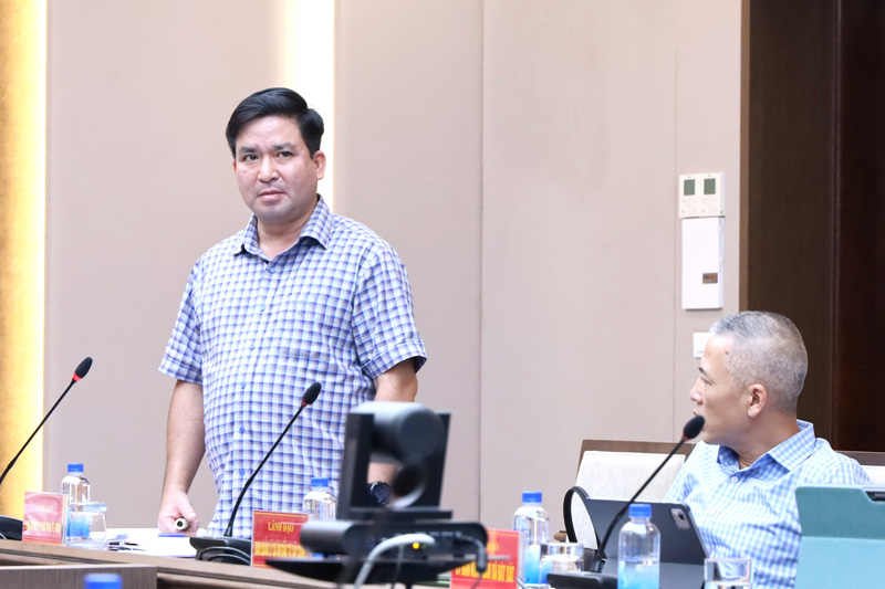 Lãnh đạo Ban Quản lý Khu kinh tế tỉnh phát biểu tại cuộc họp. Ảnh: Cổng thông tin Lào Cai