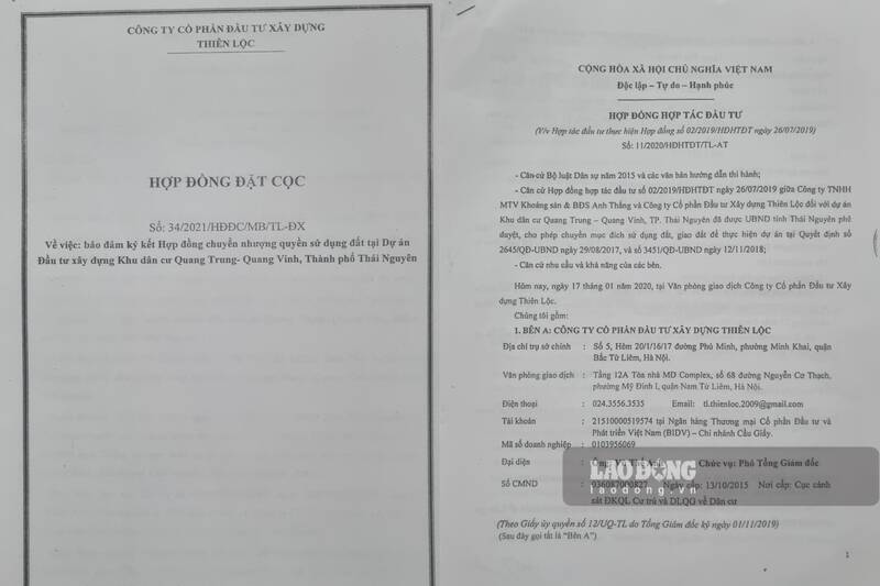 Công ty Thiên Lộc ký đặt cọc với các hộ dân. Ảnh: Việt Bắc